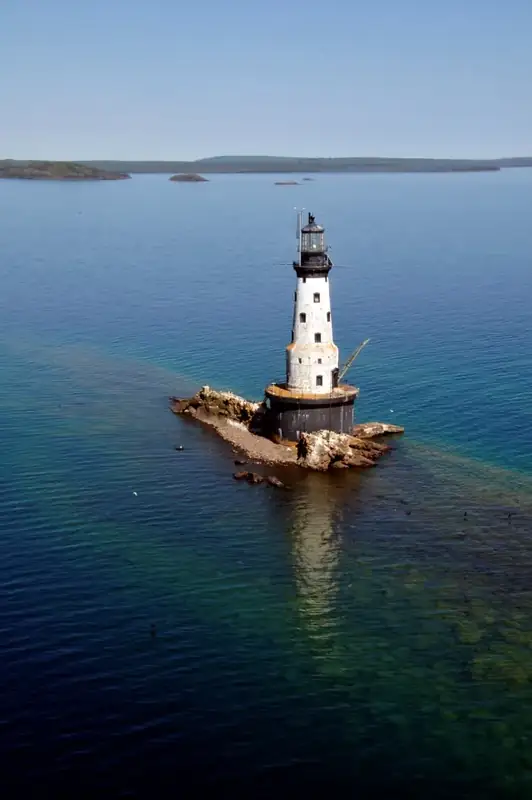 Aerial view of Rock of Ages Lighthouse