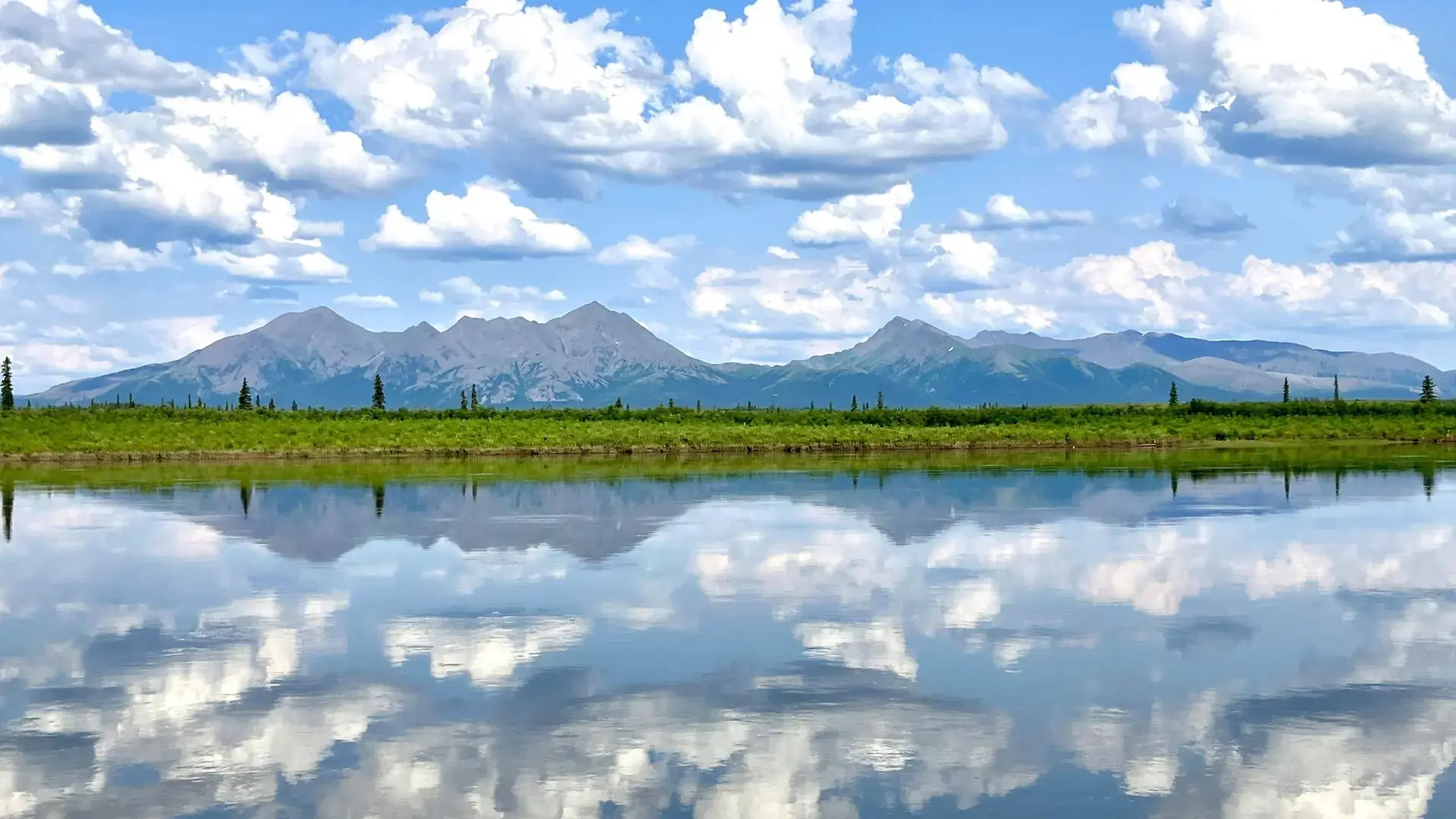 The Jade Mountains reflected in the Kobuk River